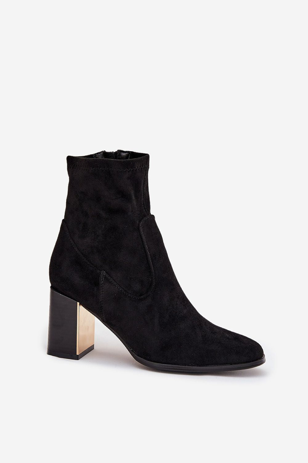 Luxurious eco suede ankle boots for women by Step in Style, adorned with elegant gold elements, perfect for keeping warm in colder seasons.