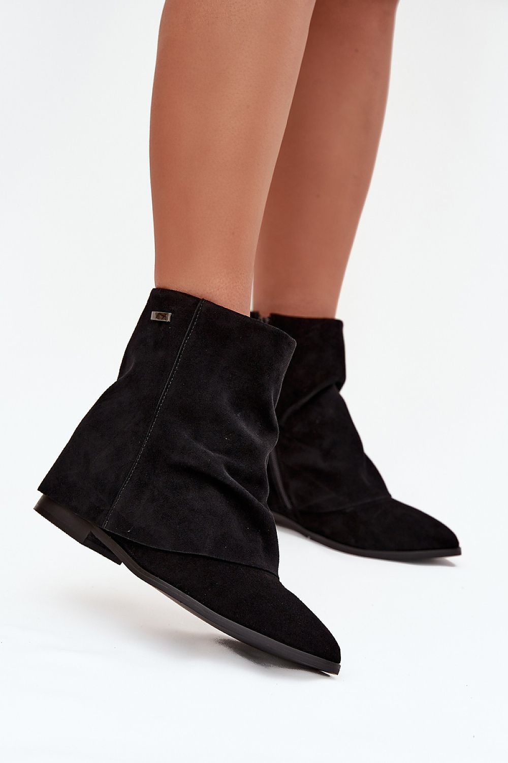Elegant eco suede ankle boots with hidden wedge heel by Step in style, designed for fashionable and comfortable wear, ideal for autumn-winter season.