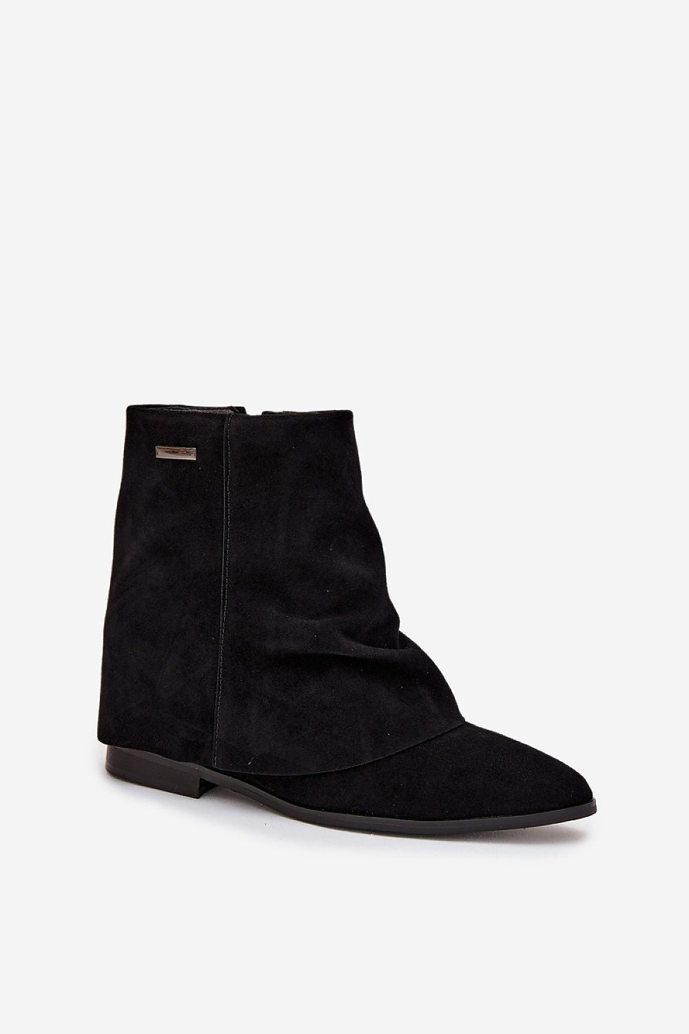Luxurious women's pointed toe ankle boots in eco suede, featuring a folded upper and soft lining, perfect for stylish ensembles by Step in style.