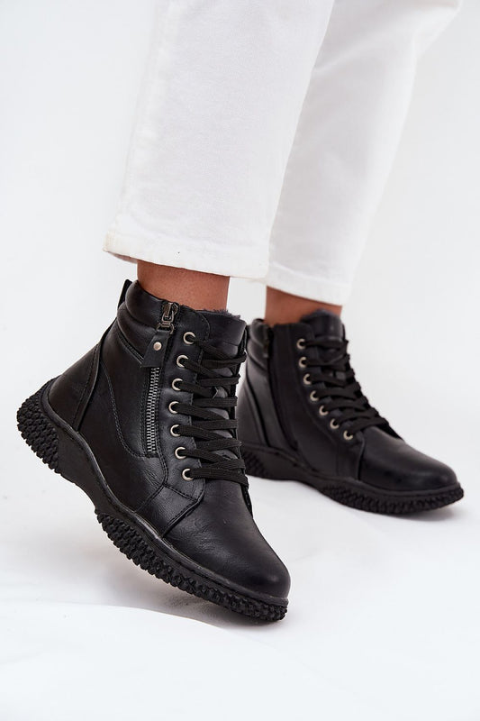 Elegant women's ankle boots by Step in style, crafted from eco leather with a luxurious fur lining, perfect for stylish and warm footwear during cooler days.