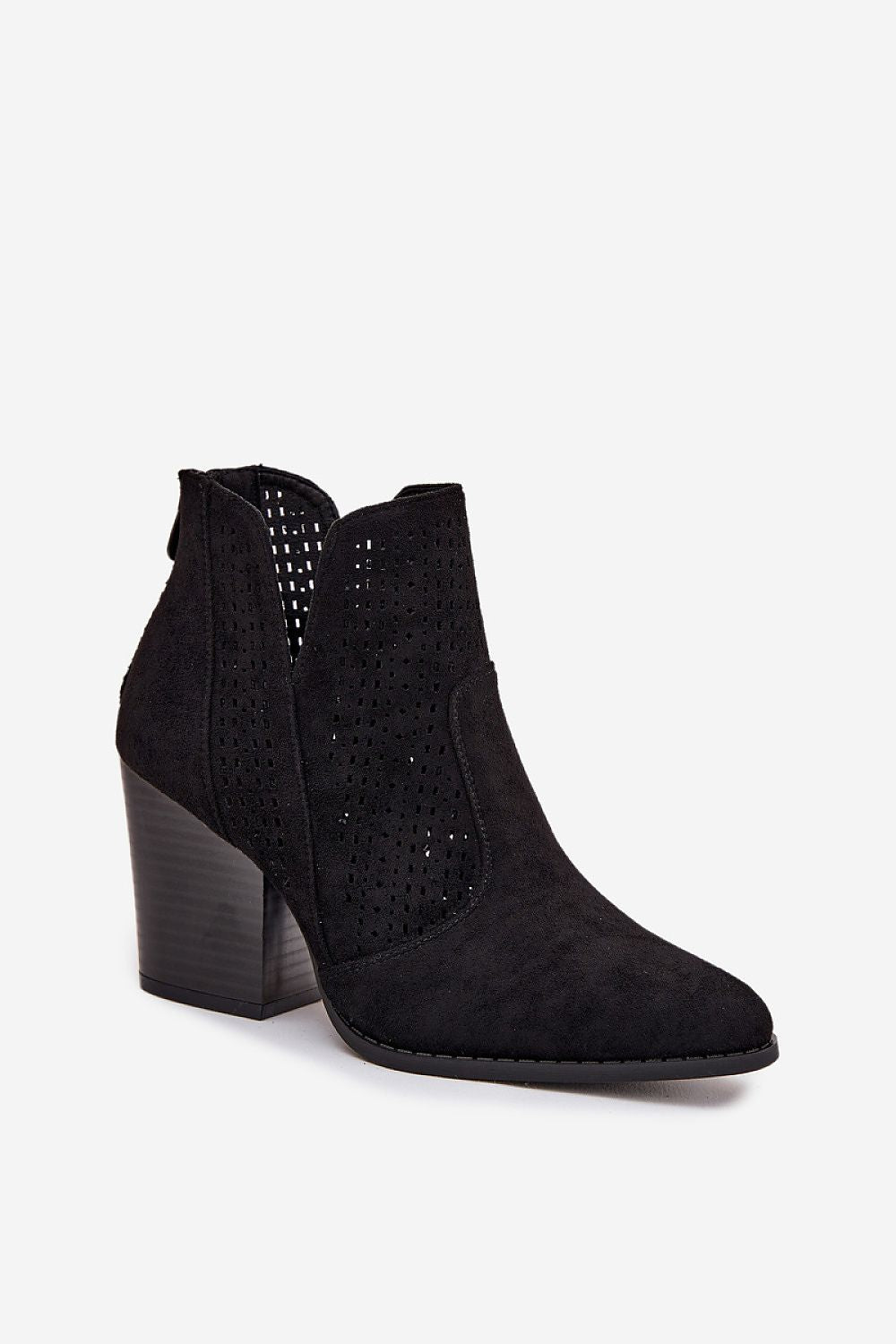 Fashion-forward eco suede ankle boots from Step in Style with an alluring design, back zip, and column heel, perfect for elevating casual to formal looks.