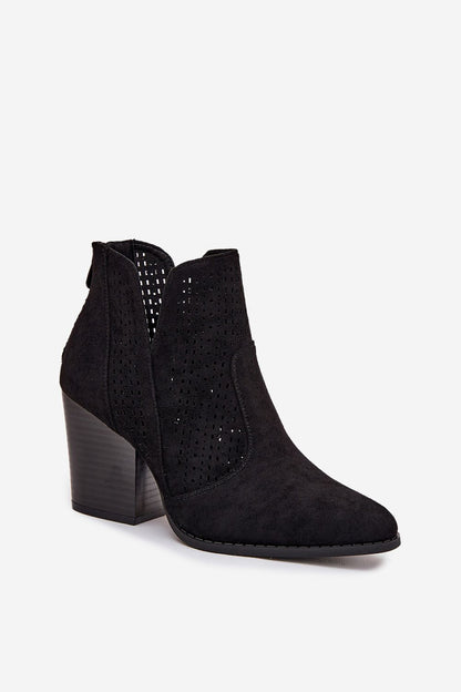 Fashion-forward eco suede ankle boots from Step in Style with an alluring design, back zip, and column heel, perfect for elevating casual to formal looks.