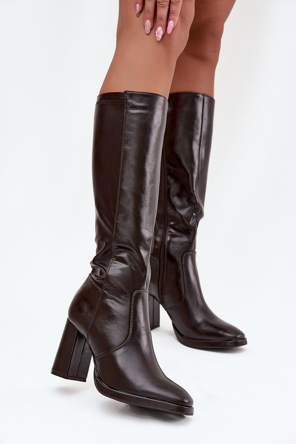 Elegant women's eco leather heel boots featuring a zipper, designed by Step in style. Perfect for cooler days with a warm shoe fleece interior and a 9.5cm column heel for added sophistication.