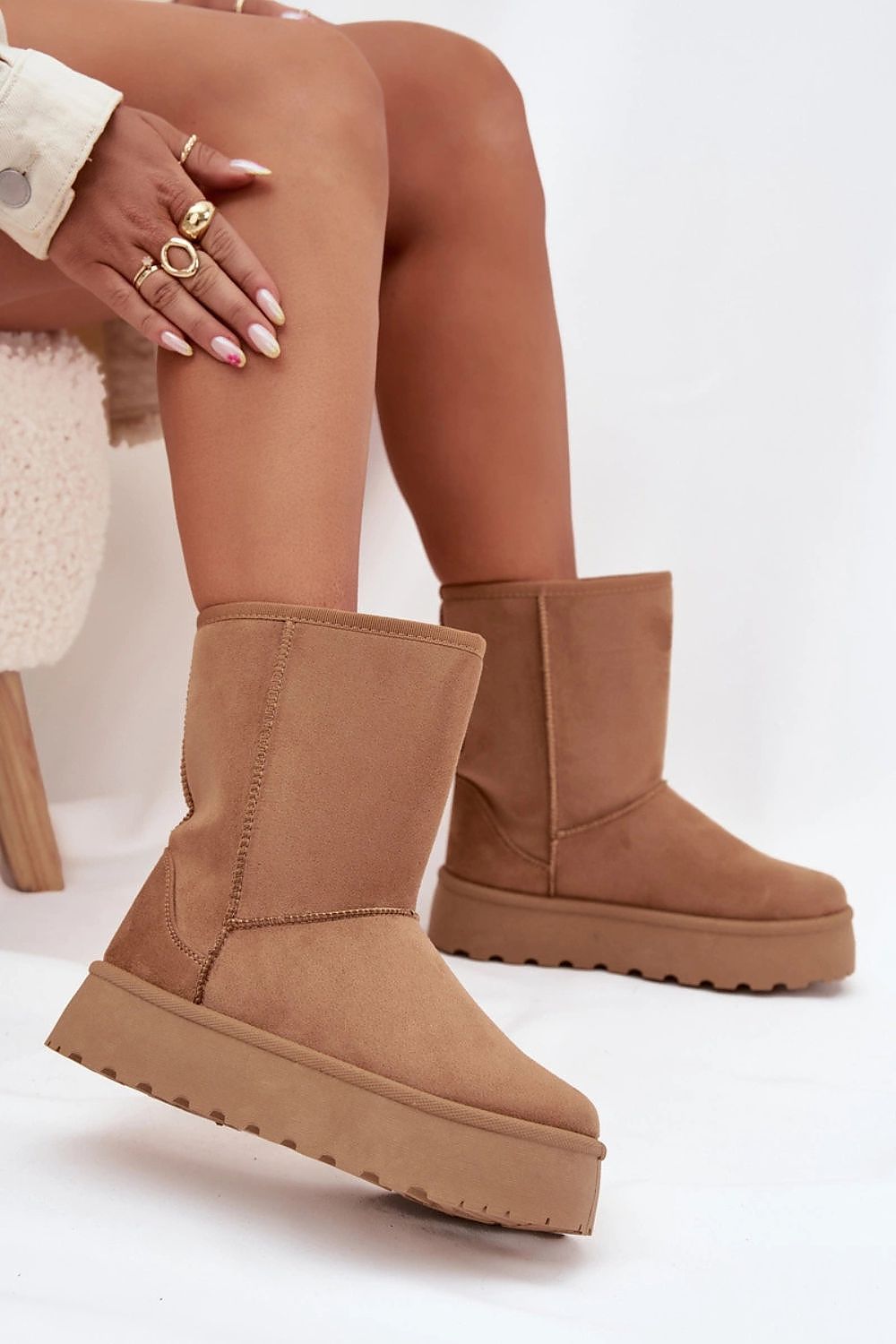 Elegant eco leather women's snow boots with plush fur interior, ankle-high design by Step in Style, perfect for stylish winter outings.