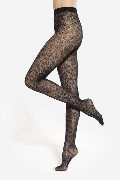 Close-up of Gatta floral tights highlighting the delicate floral design, perfect for adding a touch of sophistication to any outfit.