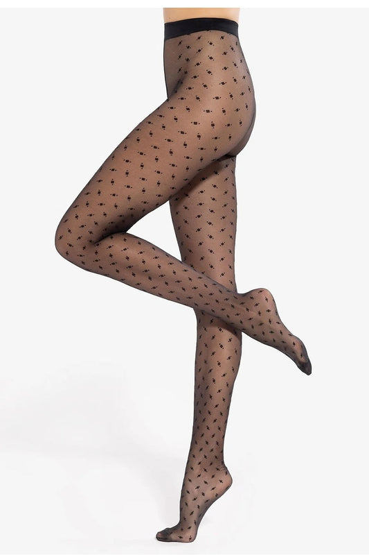 Close-up of Gatta Dotsy 18 Women's Tights showcasing the intricate retro dots pattern, made from high-quality materials for comfort and durability, perfect for any fashionable occasion.