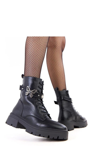 Side profile of Solea Women's Trapper Shoes with 5cm heel and chic lacing, perfect for a confident step in luxury.