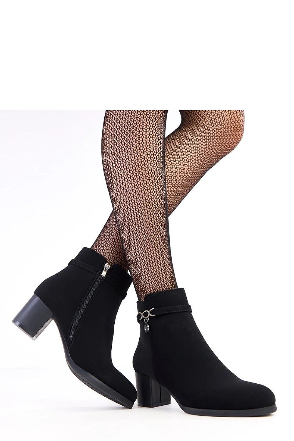 Solea Women's Elegant Eco-Leather Ankle Boots featuring a decorative strap, almond toe, and a stylish 5.5 cm heel, perfect for luxurious autumn-winter ensembles.