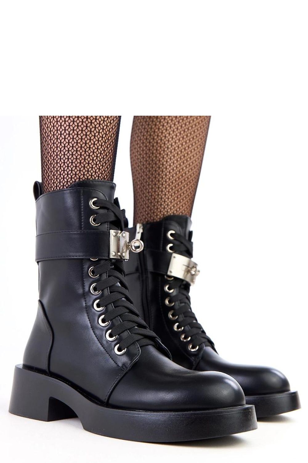 Luxury women's trapery shoes by Solea in eco leather with 5 cm heel, showcasing stylish double lacing and a decorative strap.