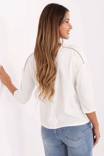 Sophisticated Women's Blouse in EU sizes 0-14 by Relevance, made from cotton and elastane blend for a flattering fit, ideal for everyday elegance.