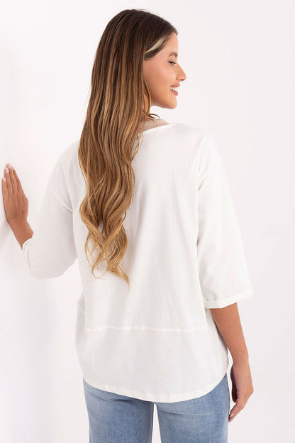 Luxury casual blouse with unique embroidery and drawstring feature, crafted by Relevance in size EU 0.