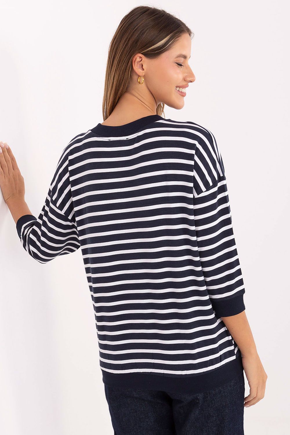 Fashion-forward casual blouse for women by Relevance, showcasing trendy stripes and flexible micro modal material, tailored for stylish everyday wear.