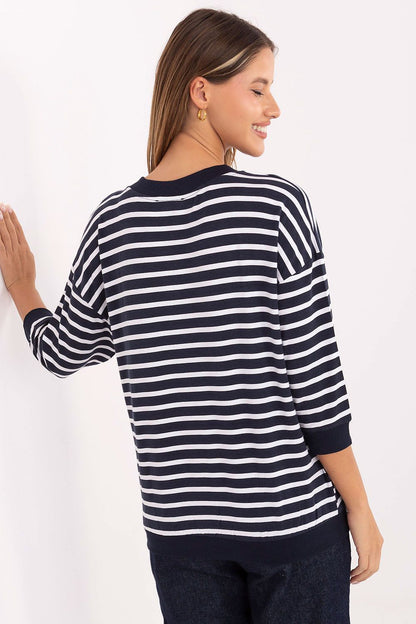 Fashion-forward casual blouse for women by Relevance, showcasing trendy stripes and flexible micro modal material, tailored for stylish everyday wear.