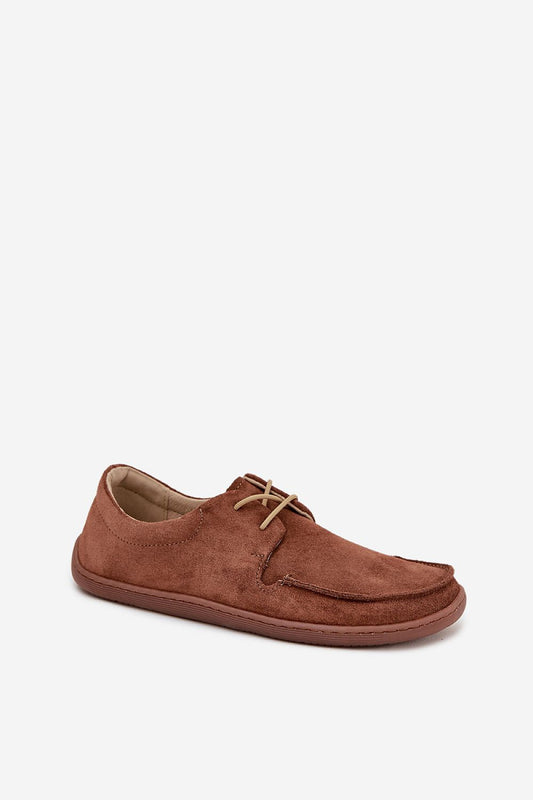 Close-up of luxurious suede leather used in women's barefoot shoes by Step in Style, highlighting quality craftsmanship and attention to detail.