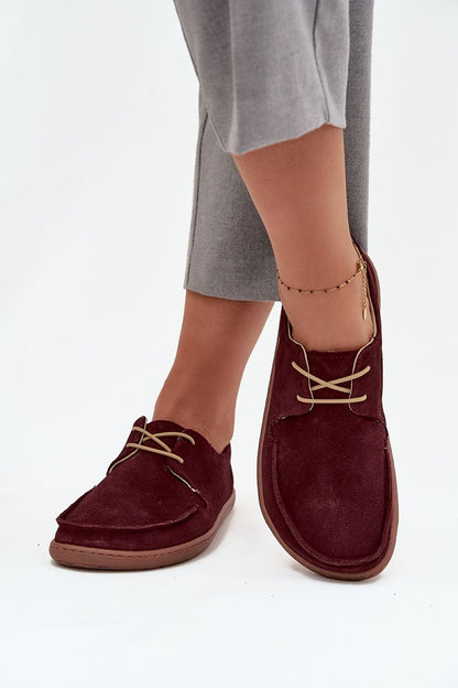 Elegant natural suede women's barefoot shoes by Step in style, featuring unique decorative stitching for a luxurious look.