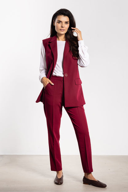 Close-up of the fabric texture of the Awama Gilet Vest, featuring premium polyester and viscose blend for ultimate comfort and elegance.