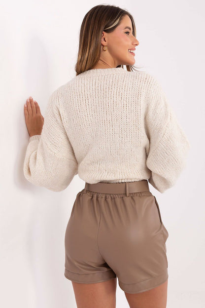 Chic high-waist leather shorts with a smooth finish by Rue Paris, designed for comfort and style, perfect for women in Size EU 0.