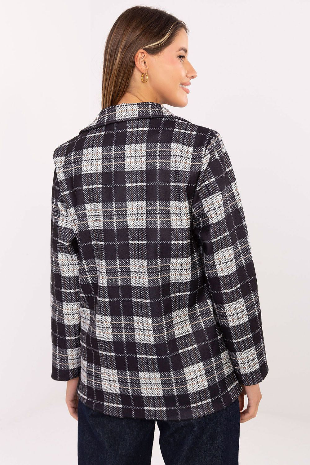 Versatile women's checked blazer by Rue Paris, designed for EU size 0, ideal for enhancing individual style with elegance and comfort.