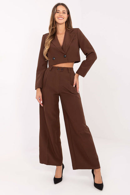 Elegant Rue Paris women's blazer and pants set in stylish design, featuring a tailored silhouette ideal for office and sophisticated occasions.