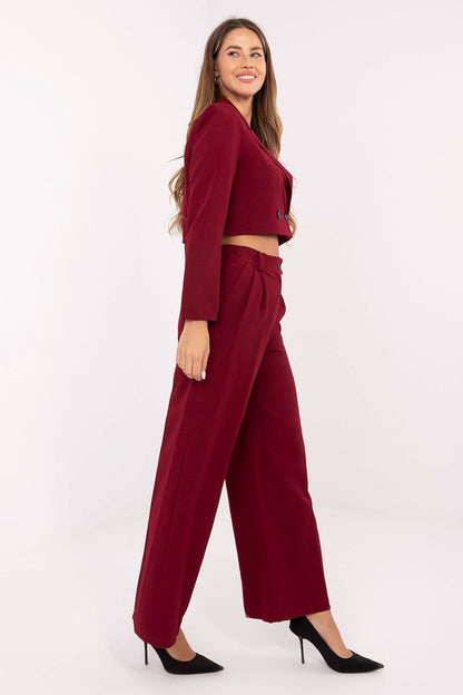 Chic Rue Paris high waist trouser from the women's blazer and pants set, showcasing wide legs that accentuate the waist and elongate legs for a refined look.
