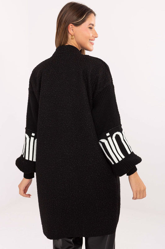 Close-up of the soft polyester texture and unique details of the Women's Boucle Cardigan, designed by Factory Price to elevate casual outfits.