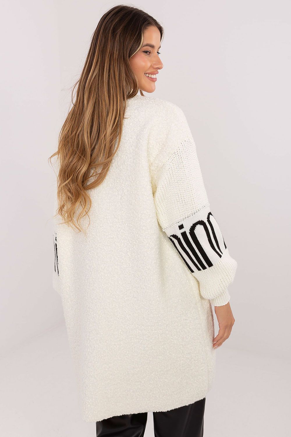 Fashion-forward long sleeve boucle cardigan in a beautiful design by Factory Price, combining luxury and comfort for everyday wear.