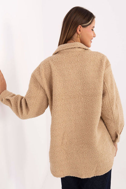 Luxury Boucle Women's Long Sleeve Shirt from Factory Price with functional flap pockets, ideal for chic everyday outfits.