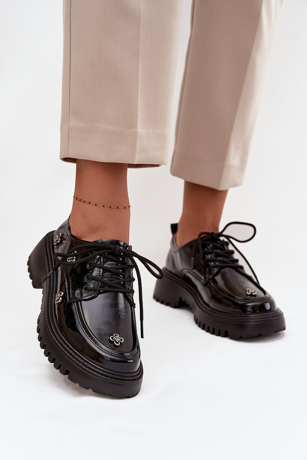 Elegant Women's Natural Leather Half Shoes by Step in Style, featuring a charming lacing design and flat heel for comfortable all-day wear.