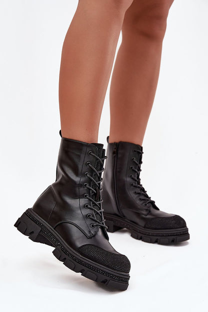 Luxury women's eco leather work boots from Step in Style featuring insulation, side zipper for easy wear, and stylish design. Available in sizes EU 36 to 41.