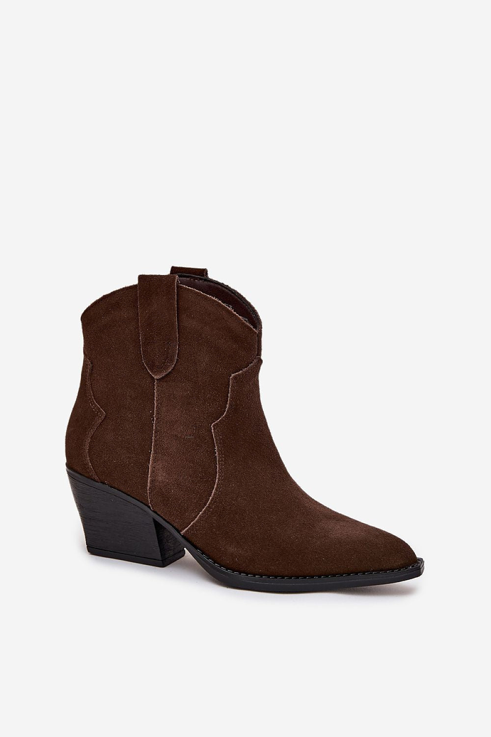 Close-up of Step in Style's Luxury Women's Suede Ankle Boots, featuring elegant pointy toes and comfortable slip-on design for modern fashionistas.