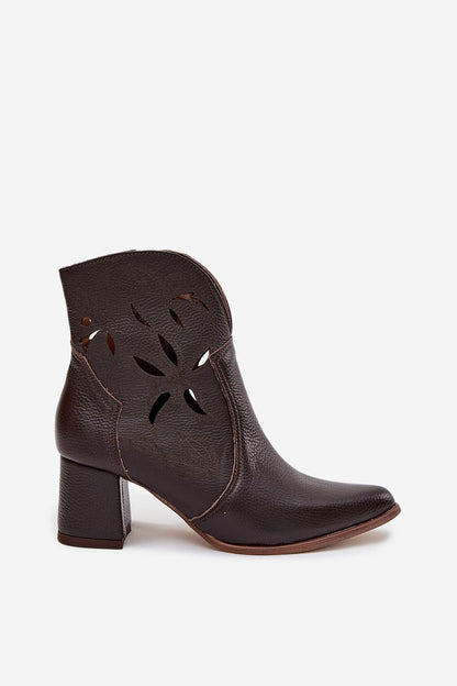 Chic natural leather ankle boots for women showcasing pointed toes and a comfortable 6.5 cm column heel by Step in Style.