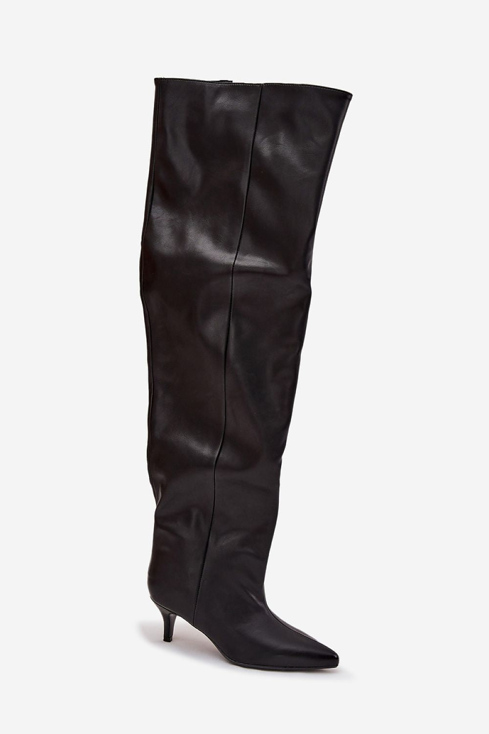 Chic and comfortable Eco-Suede knee-high heel boots for women by Step in Style, showcasing a refined silhouette with a practical slip-on style and adjustable wide shaft.