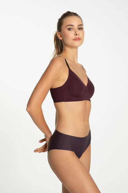 Luxurious Julimex Dark Plum Simple Classic Panties, featuring a timeless cut and unique burgundy tones for sophisticated everyday wear.