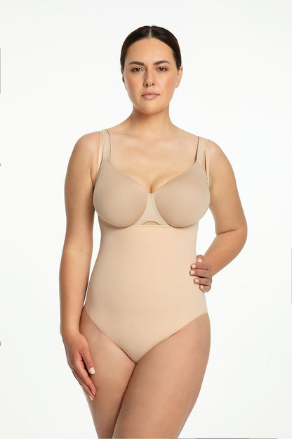 Julimex Model 419 Open Bust Shapewear Body showcasing seamless design and adjustable straps, ideal for creating an elegant silhouette underneath any outfit.
