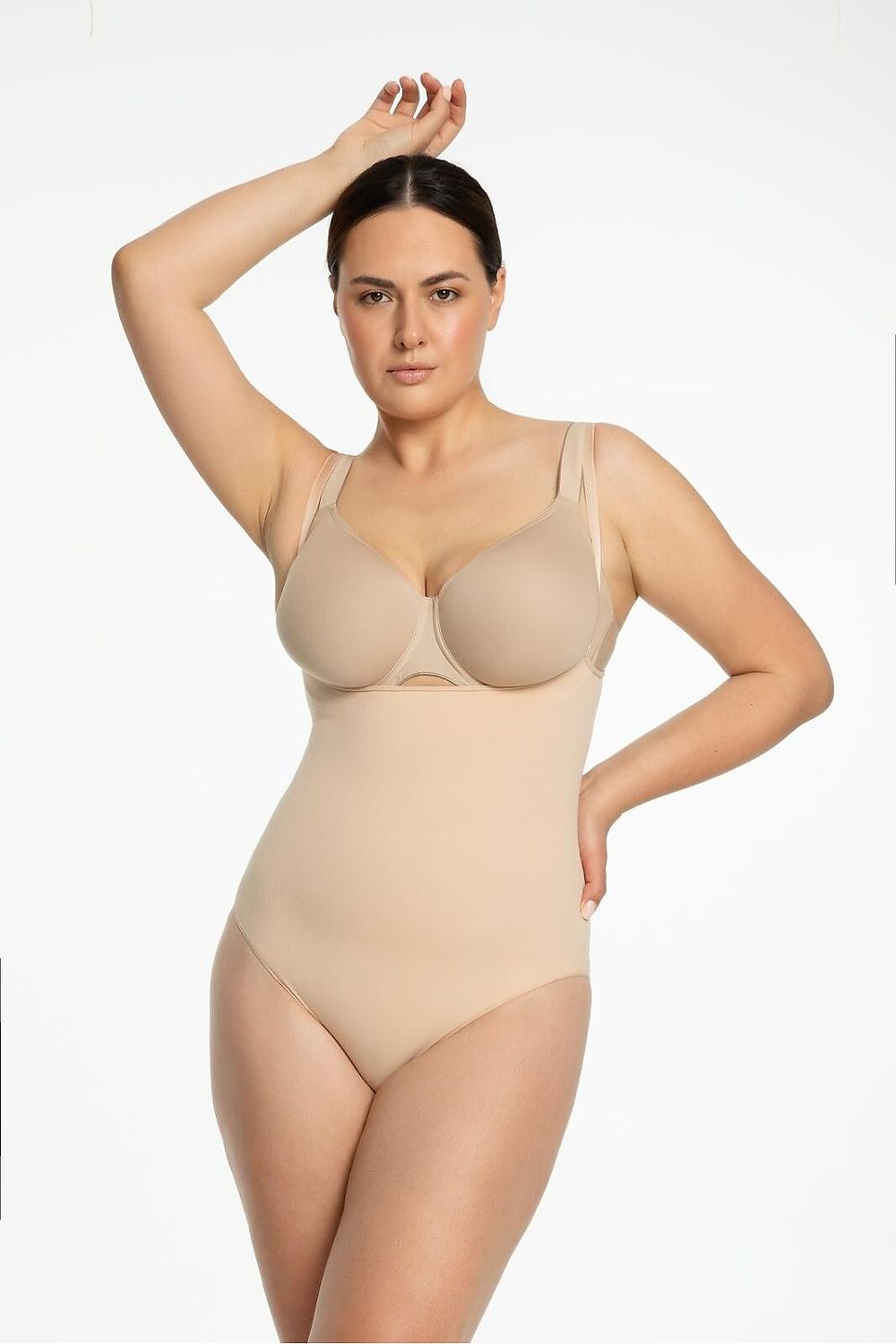 Julimex Model 419 Open Bust Shapewear Body - Elegant shaping lingerie displaying its open bust construction, ideal for pairing with various bra styles for a refined look.
