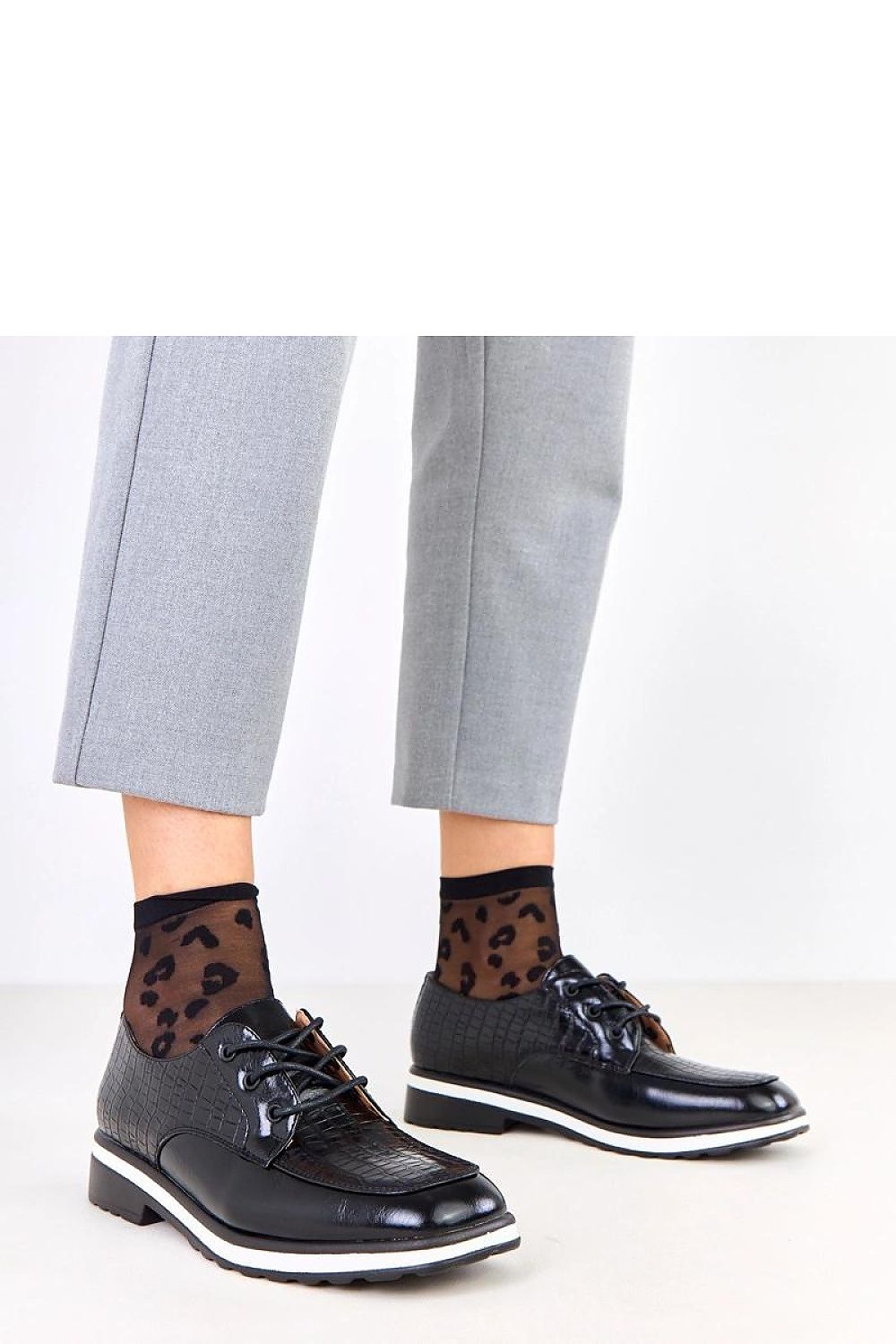 Solea Luxury Lace-Up Half Shoes crafted from eco-leather featuring decorative embossing, highlighting a square toe and low 3.5 cm heel for elegant style and comfort.