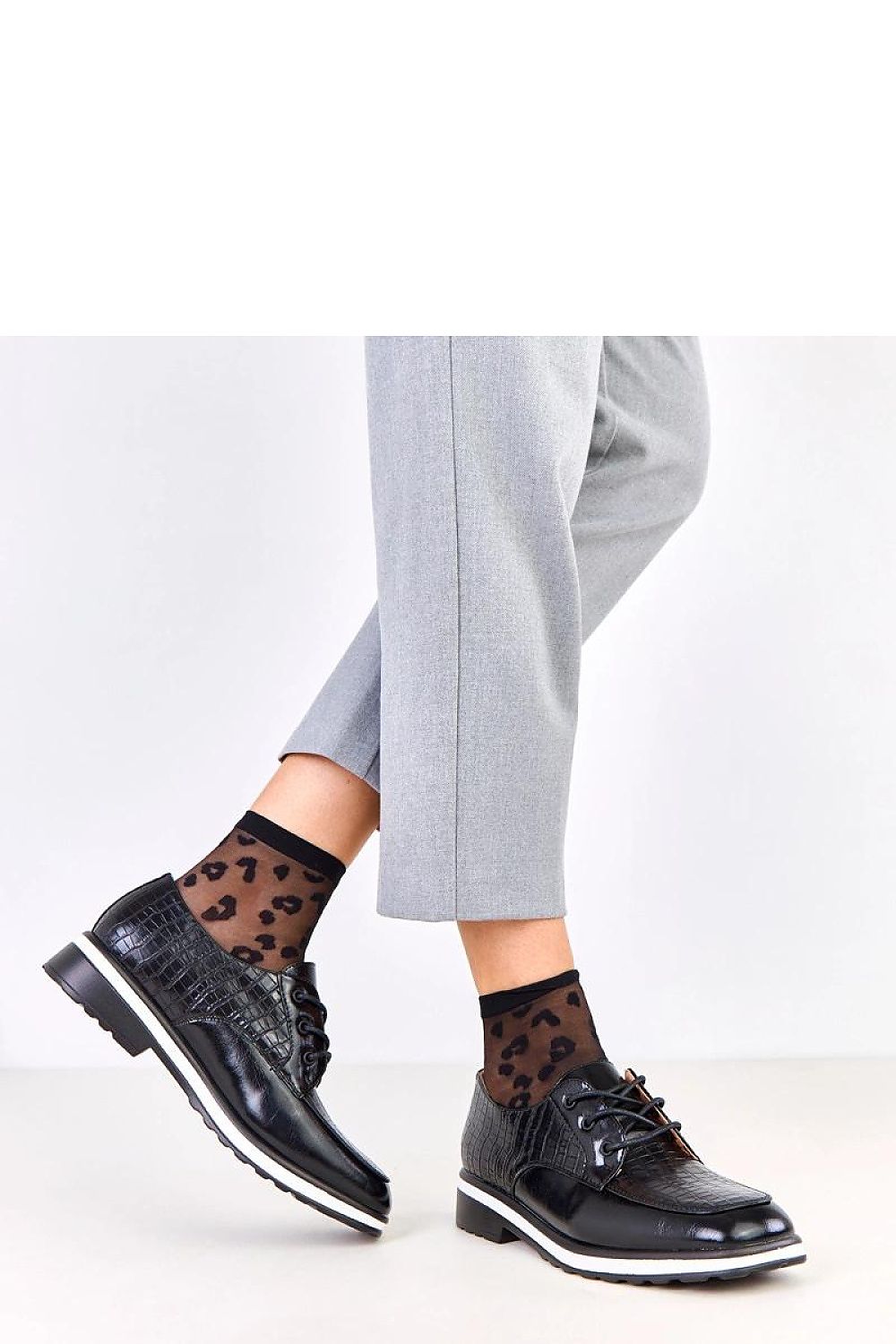 Close-up of Solea Luxury Lace-Up Half Shoes highlighting the intricate decorative embossing on eco-leather, perfect for sophisticated occasions.