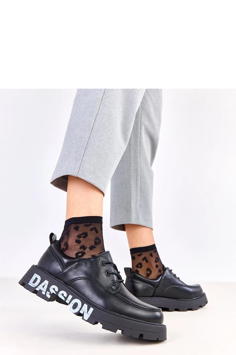 Elegant Solea Women's Platform Half Shoes crafted from premium faux leather, featuring a stylish decorative inscription and a comfortable natural leather insole.