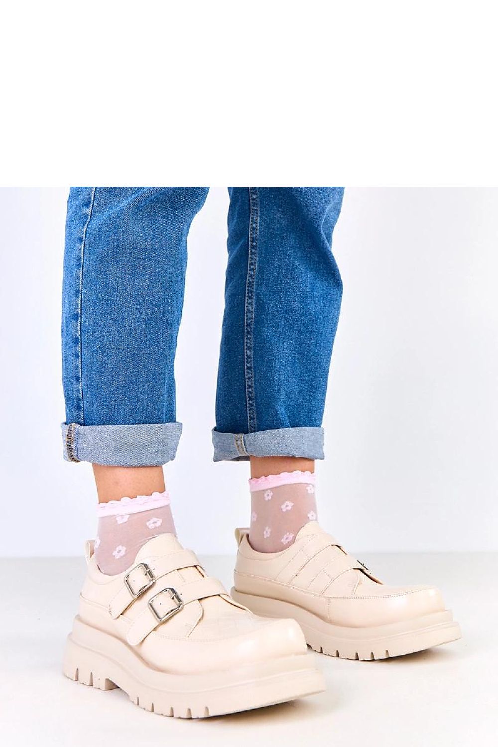 Luxury Solea Slip-On Platform Shoes in eco-leather with decorative buckles, showcasing modern elegance and comfort. Designed for sizes EU 36-41, featuring a stable 5 cm platform and round toe for a sophisticated silhouette.