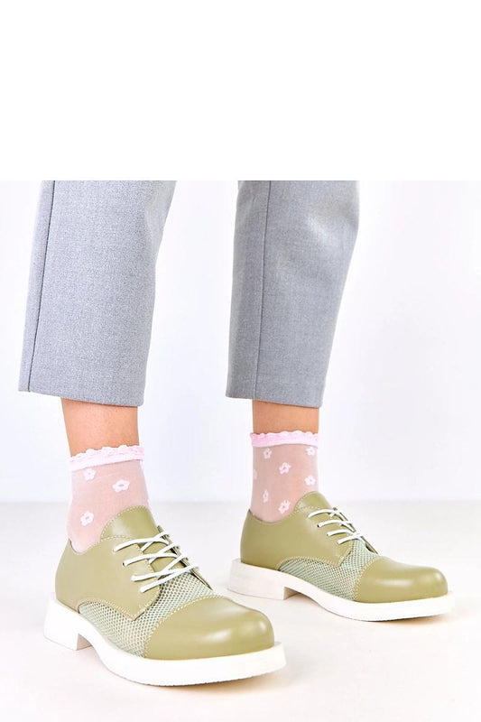 Solea Lace-Up Half Shoes in elegant synthetic leather with a decorative mesh insert, perfect for urban styling and comfort, showcasing a chic design suitable for everyday wear.