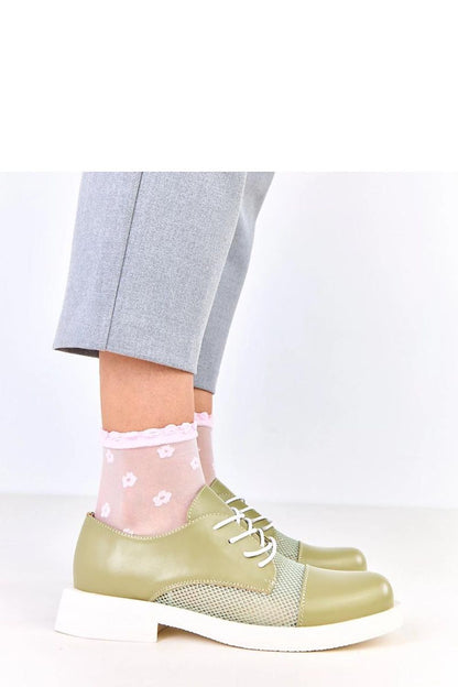 Close-up of Solea Lace-Up Half Shoes detailing the stylish mesh insert and high-quality artificial leather, designed for comfort and breathability with a low 3 cm heel.