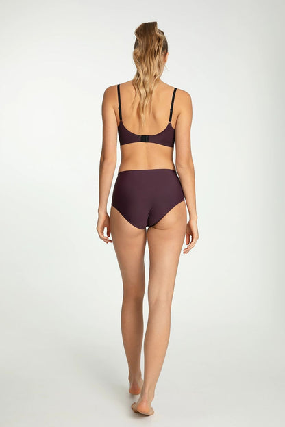 Luxurious Dark Plum Julimex Simple Maxi Panties; refined colour and tailored fit, perfect for enhancing your silhouette.