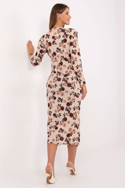 Model wearing the Elegant Floral Midi Cocktail Dress by Italy Moda at a formal event, radiating sophistication and elegance.