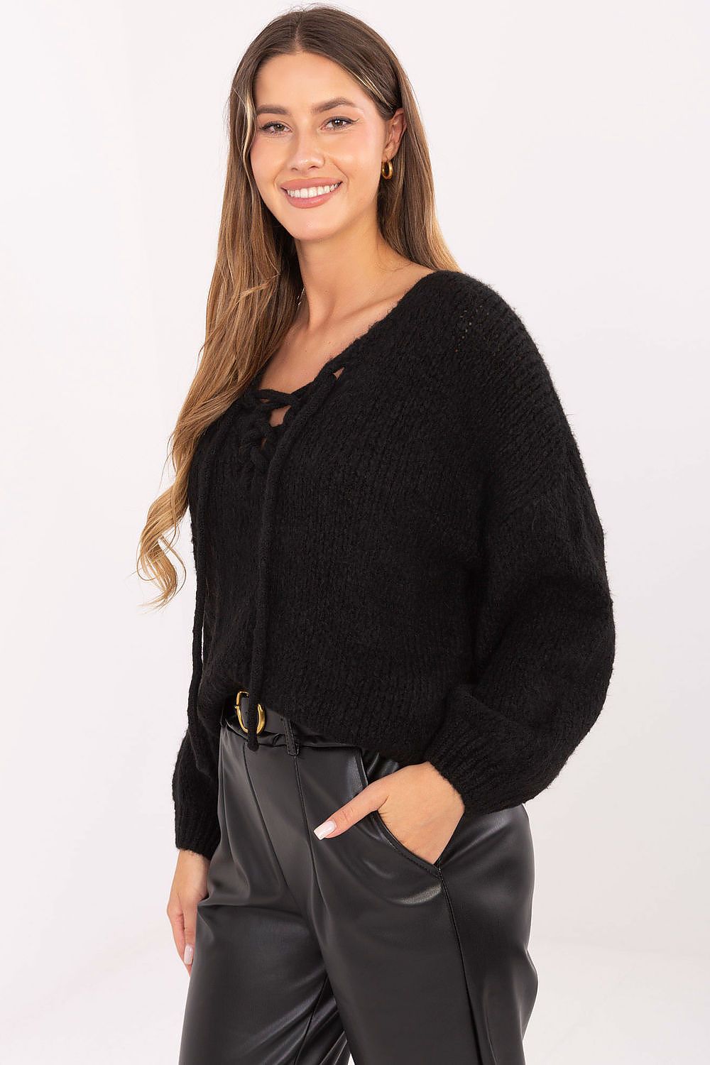 Elegant women's long sleeve sweater by Italy Moda, crafted with high-quality materials for both comfort and style.