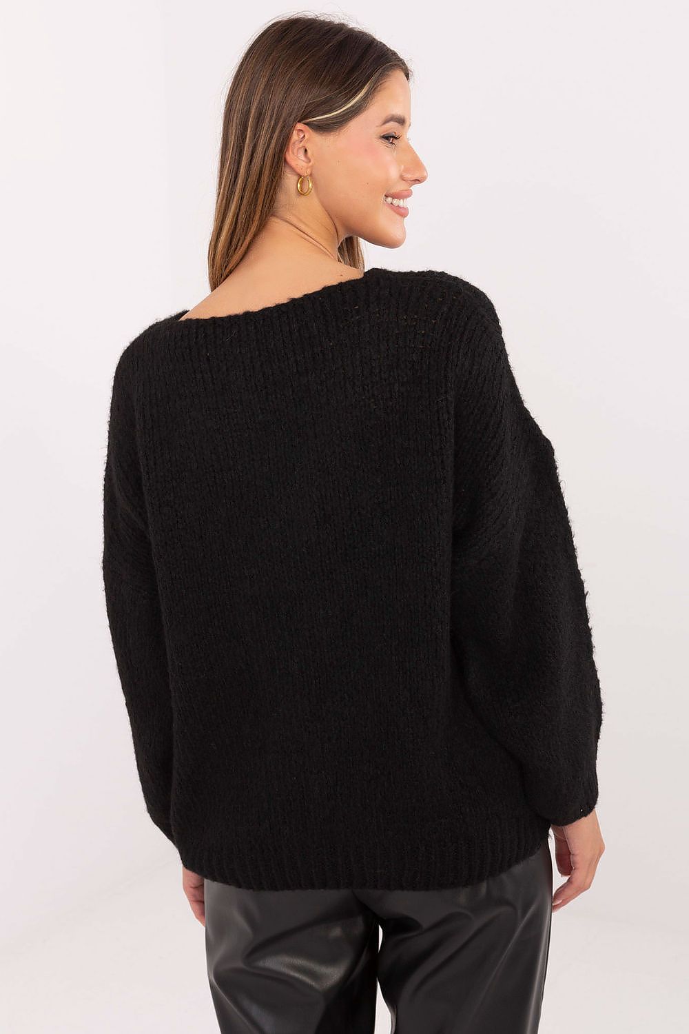 Fashionable women's long sleeve sweater with corset detailing by Italy Moda, a luxurious addition to any modern wardrobe.