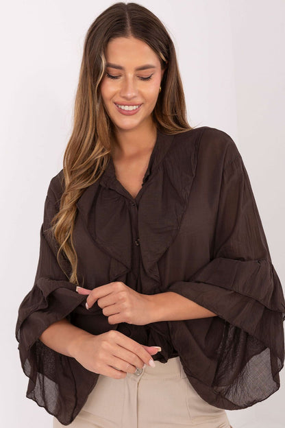 Italy Moda women's cotton shirt styled with elegant trousers and a blazer, showcasing its versatility for business meetings.