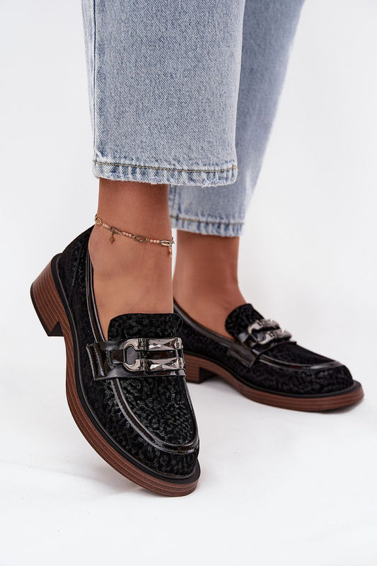 Luxurious elegant women's suede moccasins with block heel and crystal detail by Step in Style, showcasing comfort and style in sizes EU 36-40.