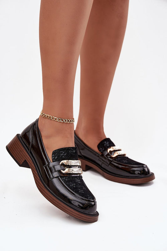 Elegant women's natural leather moccasins with crystal detail from Step in style, featuring a low block heel for comfortable all-day wear.