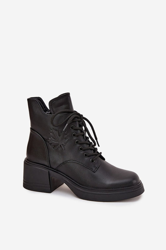 Close-up view of Vinceza Women's Leather Boots with exquisite leaf embossing, perfect for cooler days, designed by Step in Style.