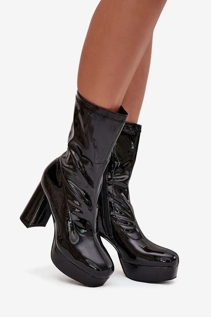 Women's eco leather ankle boots from Step in Style, featuring a practical zipper for easy wear and a fashionable block heel for elevated style.